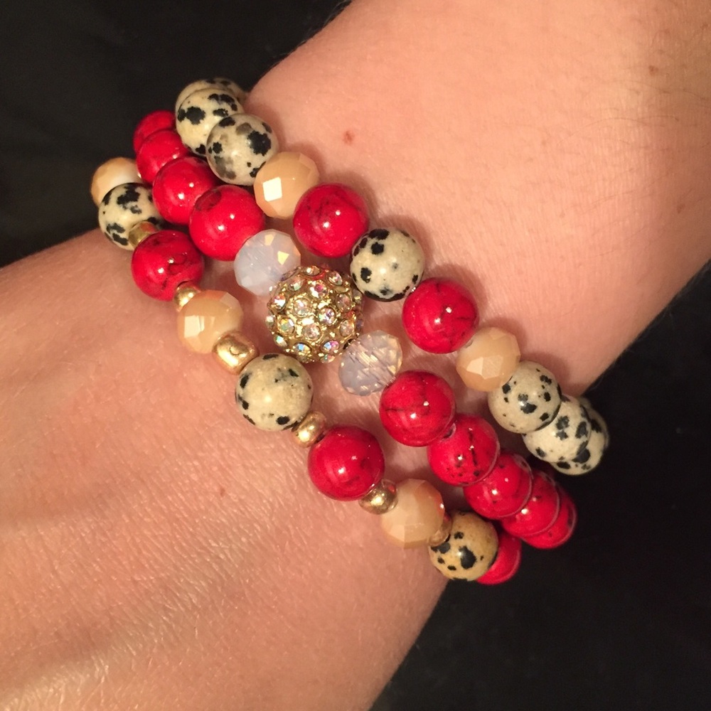 Red & Cheetah Bracelet Set